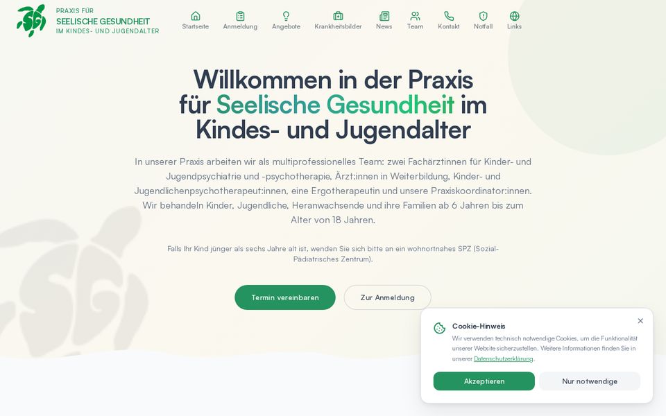 Startseite der Website von KJP Ärzte